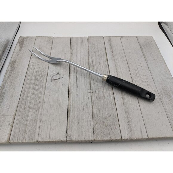 Vintage EKCO Halo Solid Meat Utility Fork Black Wood Handle 12 3/4" - Picture 1 of 7